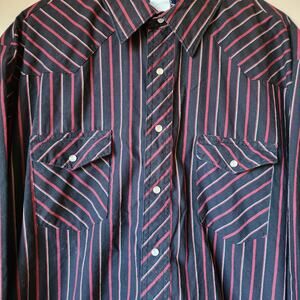 Vintage Wrangler Long Sleeve Shirt Mens Size 2X Button Up Pearl Snap Black Red
